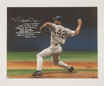 Heavily Inscribed Mariano Rivera Signed 24x20 Canvas (Artist Proof 1 of 1)